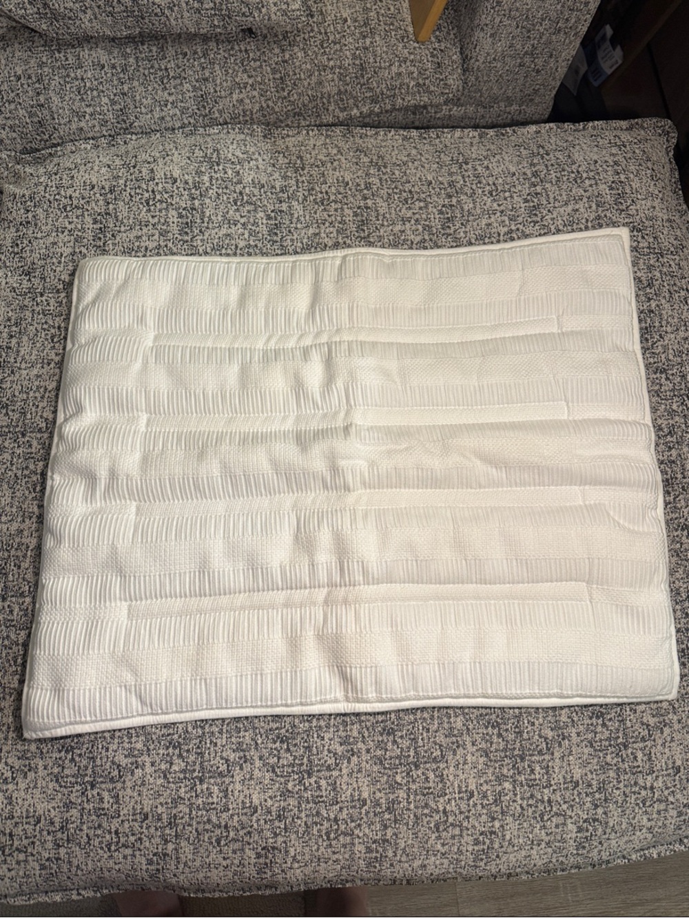 West Elm Textured White Pillow Sham. Ribbed Stripe Design. 100% Organic Cotton